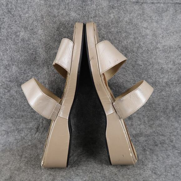 Liz Cole Shoes Womens 8 Sandals Wedge Slides Leather Slip On Double Strap Retro - Picture 8 of 11